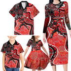 Melbourne Renegades Family Matching Long Sleeve Bodycon Dress and Hawaiian Shirt Indigenous Dot Art Superhero Batter Tribal Pattern