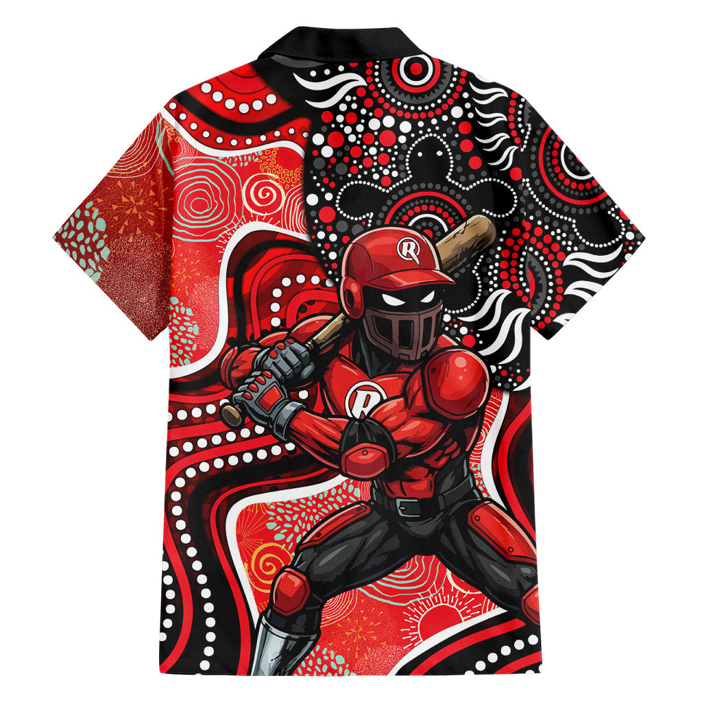Melbourne Renegades Family Matching Long Sleeve Bodycon Dress and Hawaiian Shirt Indigenous Dot Art Superhero Batter Tribal Pattern