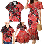Melbourne Renegades Family Matching Mermaid Dress and Hawaiian Shirt Indigenous Dot Art Superhero Batter Tribal Pattern