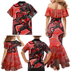 Melbourne Renegades Family Matching Mermaid Dress and Hawaiian Shirt Indigenous Dot Art Superhero Batter Tribal Pattern