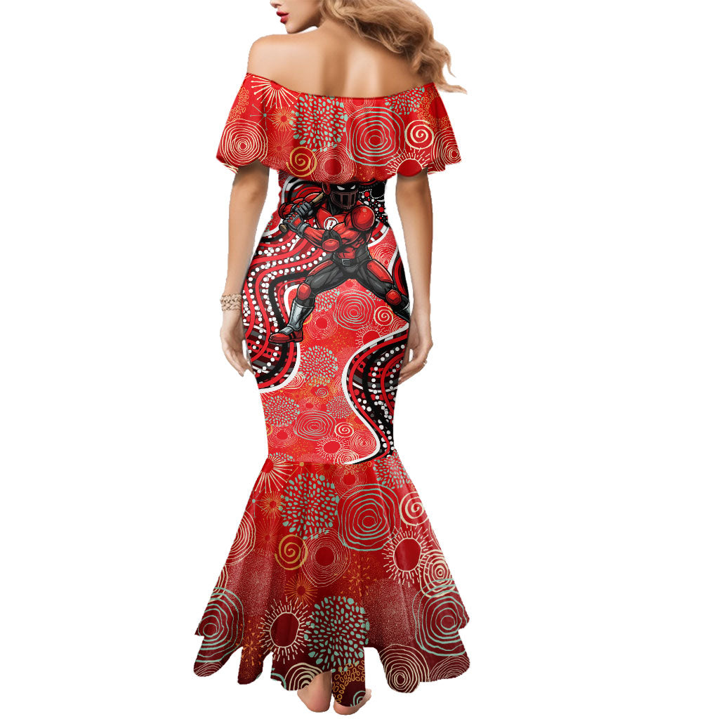 Melbourne Renegades Family Matching Mermaid Dress and Hawaiian Shirt Indigenous Dot Art Superhero Batter Tribal Pattern