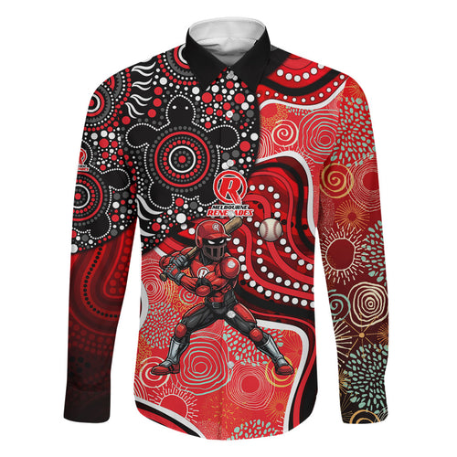 Melbourne Renegades Family Matching Off Shoulder Short Dress and Hawaiian Shirt Indigenous Dot Art Superhero Batter Tribal Pattern