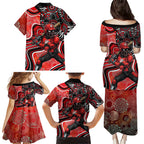 Melbourne Renegades Family Matching Puletasi and Hawaiian Shirt Indigenous Dot Art Superhero Batter Tribal Pattern