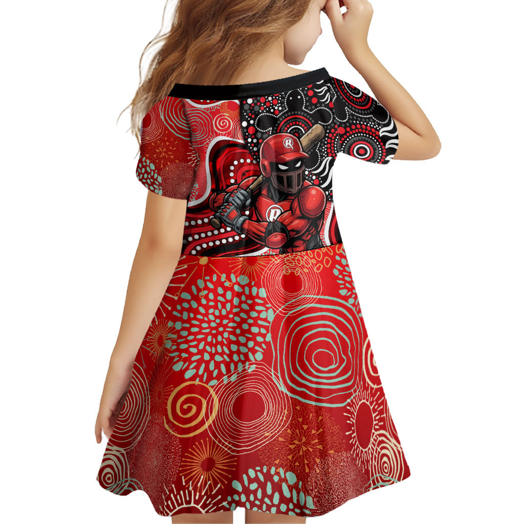 Melbourne Renegades Family Matching Short Sleeve Bodycon Dress and Hawaiian Shirt Indigenous Dot Art Superhero Batter Tribal Pattern