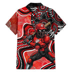 Melbourne Renegades Family Matching Short Sleeve Bodycon Dress and Hawaiian Shirt Indigenous Dot Art Superhero Batter Tribal Pattern