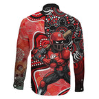 Melbourne Renegades Family Matching Short Sleeve Bodycon Dress and Hawaiian Shirt Indigenous Dot Art Superhero Batter Tribal Pattern