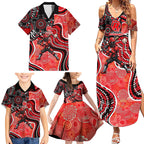 Melbourne Renegades Family Matching Summer Maxi Dress and Hawaiian Shirt Indigenous Dot Art Superhero Batter Tribal Pattern