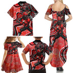 Melbourne Renegades Family Matching Summer Maxi Dress and Hawaiian Shirt Indigenous Dot Art Superhero Batter Tribal Pattern