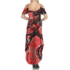 Melbourne Renegades Family Matching Summer Maxi Dress and Hawaiian Shirt Indigenous Dot Art Superhero Batter Tribal Pattern