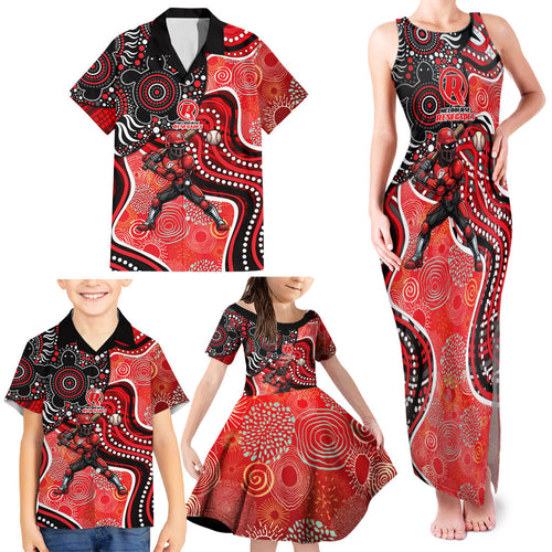 Melbourne Renegades Family Matching Tank Maxi Dress and Hawaiian Shirt Indigenous Dot Art Superhero Batter Tribal Pattern