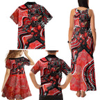 Melbourne Renegades Family Matching Tank Maxi Dress and Hawaiian Shirt Indigenous Dot Art Superhero Batter Tribal Pattern
