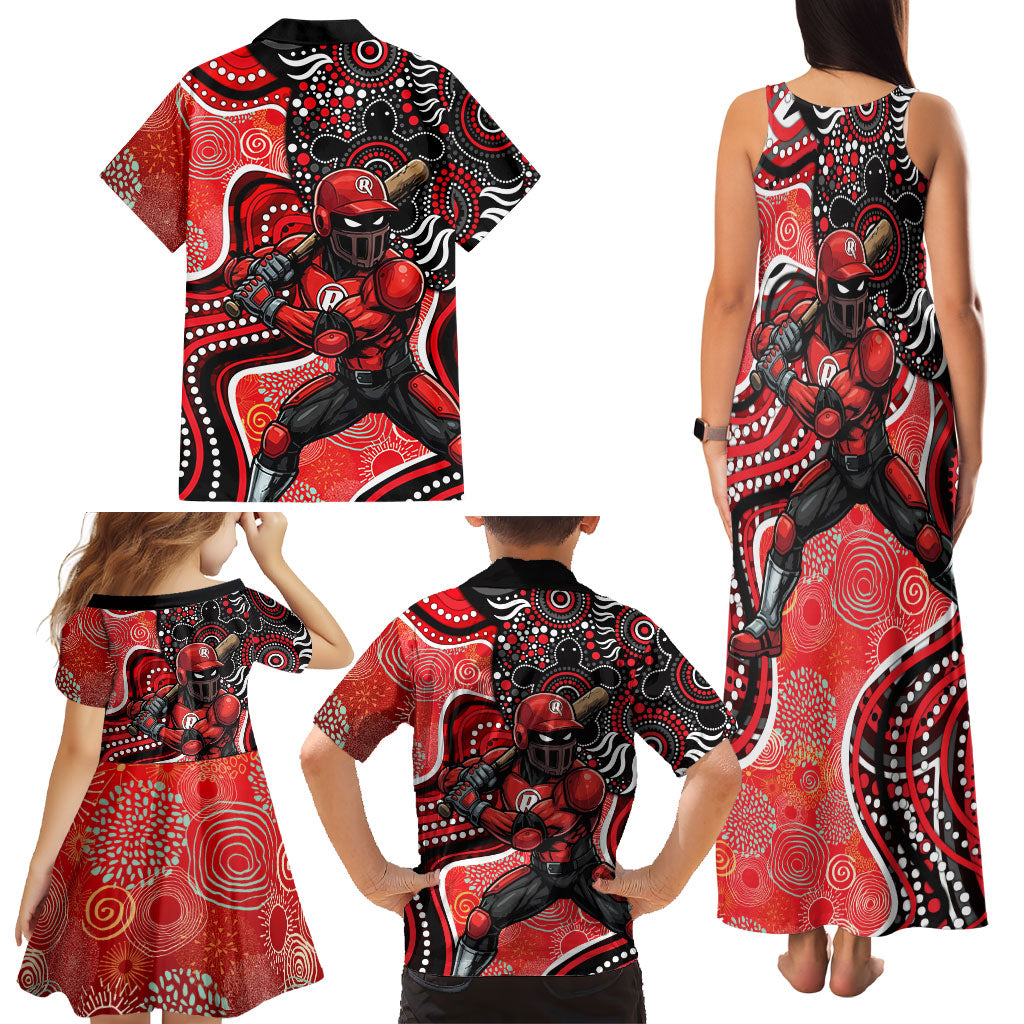 Melbourne Renegades Family Matching Tank Maxi Dress and Hawaiian Shirt Indigenous Dot Art Superhero Batter Tribal Pattern