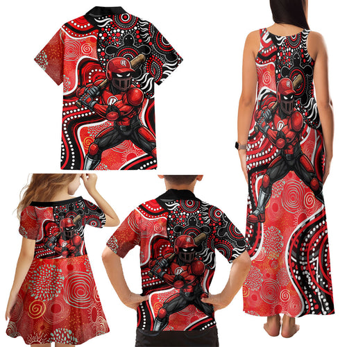 Melbourne Renegades Family Matching Tank Maxi Dress and Hawaiian Shirt Indigenous Dot Art Superhero Batter Tribal Pattern