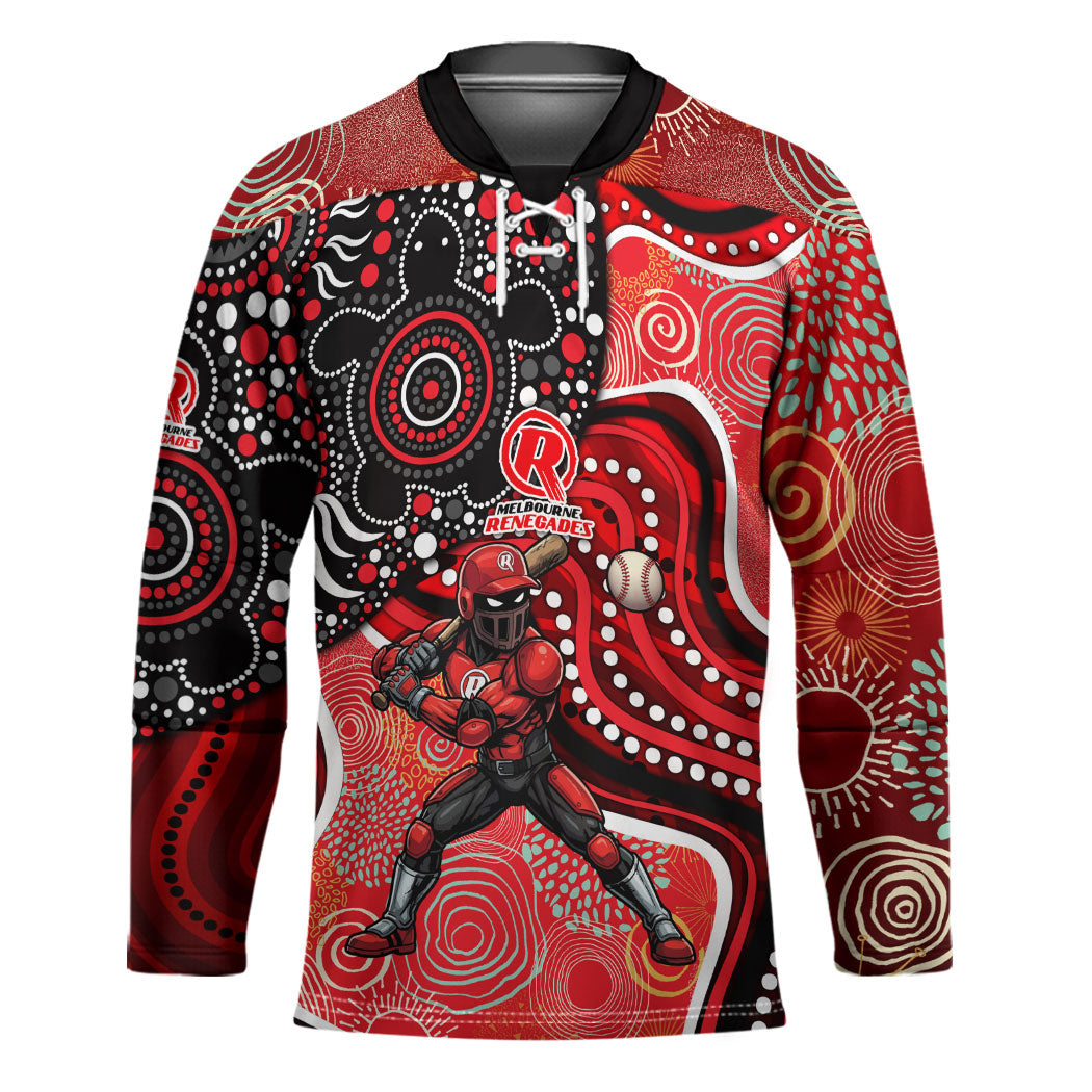 Melbourne Renegades Hockey Jersey Indigenous Dot Art Superhero Batter Tribal Pattern