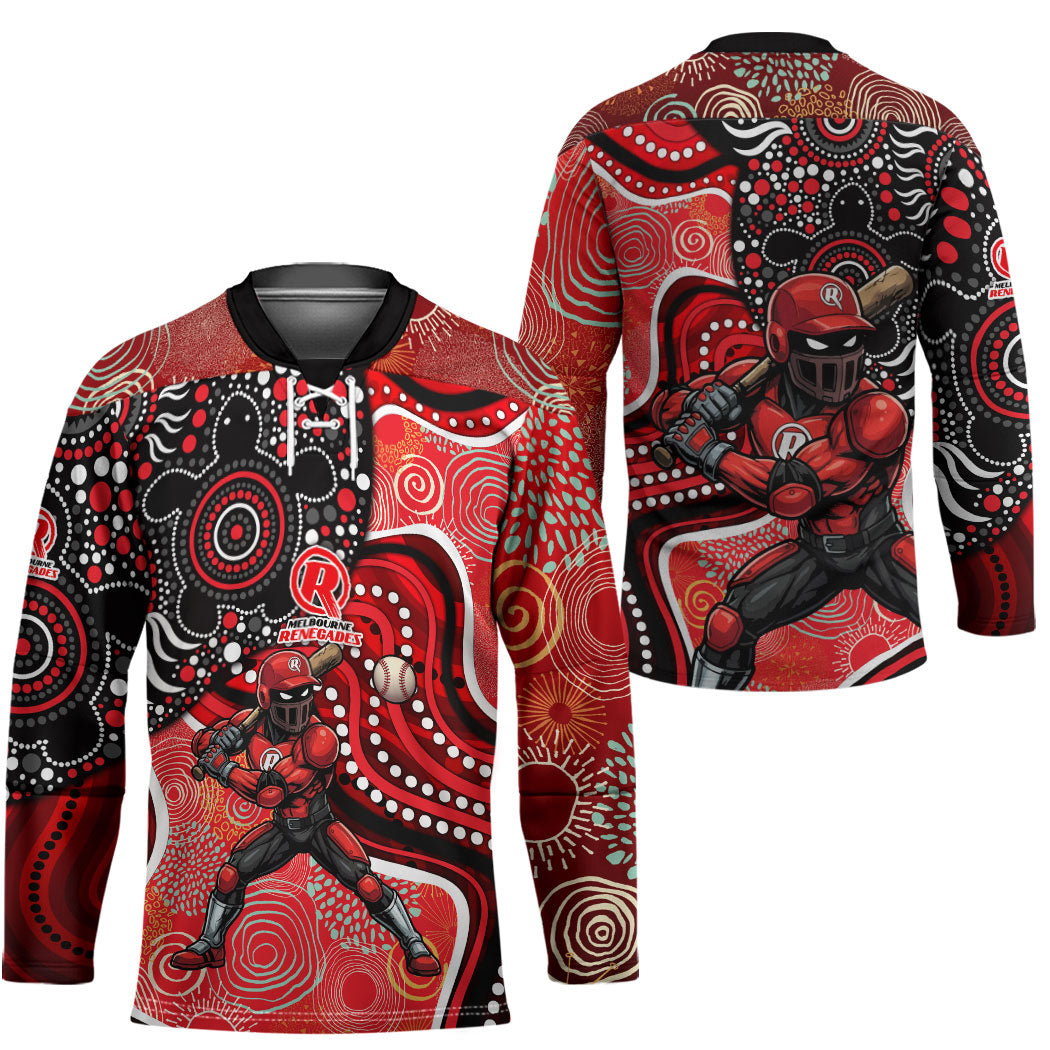 Melbourne Renegades Hockey Jersey Indigenous Dot Art Superhero Batter Tribal Pattern