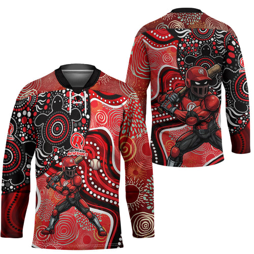 Melbourne Renegades Hockey Jersey Indigenous Dot Art Superhero Batter Tribal Pattern