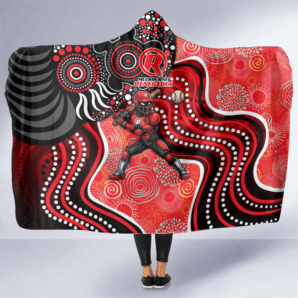 Melbourne Renegades Hooded Blanket Indigenous Dot Art Superhero Batter Tribal Pattern