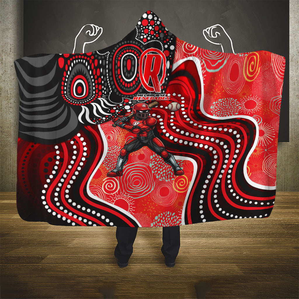 Melbourne Renegades Hooded Blanket Indigenous Dot Art Superhero Batter Tribal Pattern