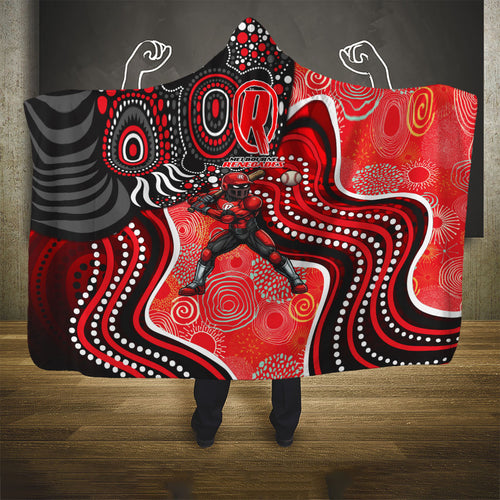 Melbourne Renegades Hooded Blanket Indigenous Dot Art Superhero Batter Tribal Pattern