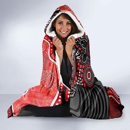 Melbourne Renegades Hooded Blanket Indigenous Dot Art Superhero Batter Tribal Pattern