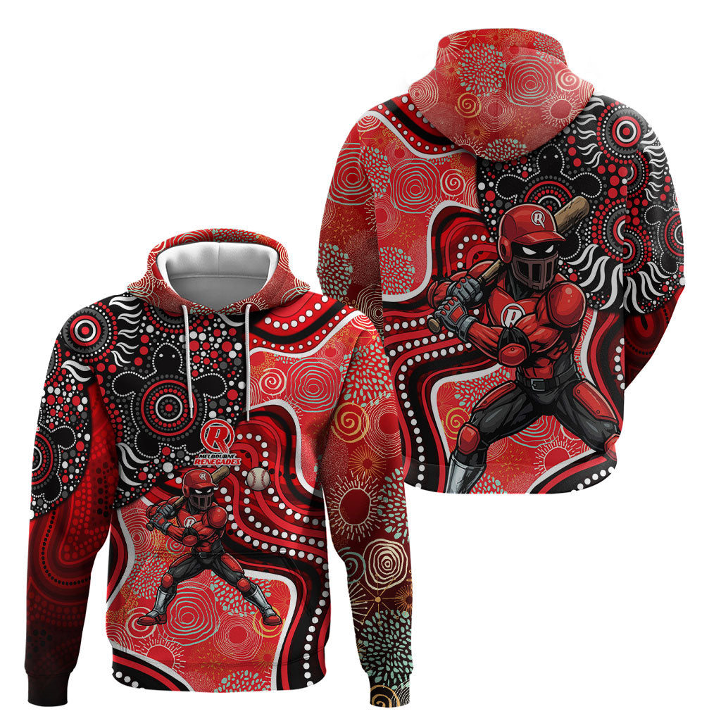 Melbourne Renegades Hoodie Indigenous Dot Art Superhero Batter Tribal Pattern