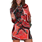 Melbourne Renegades Hoodie Dress Indigenous Dot Art Superhero Batter Tribal Pattern