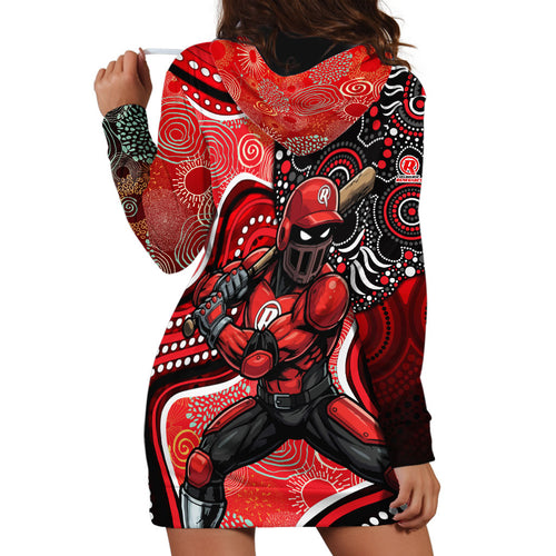 Melbourne Renegades Hoodie Dress Indigenous Dot Art Superhero Batter Tribal Pattern