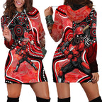 Melbourne Renegades Hoodie Dress Indigenous Dot Art Superhero Batter Tribal Pattern
