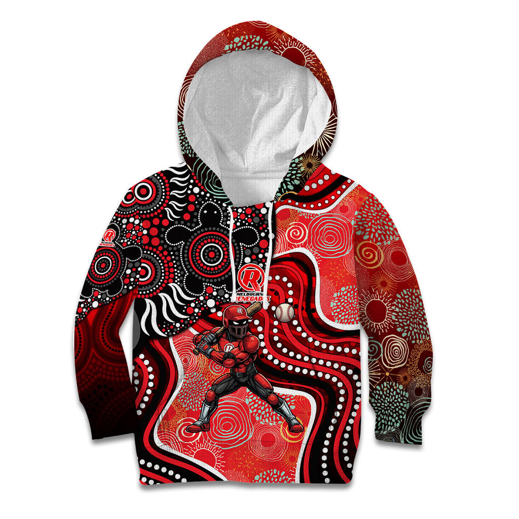 Melbourne Renegades Kid Hoodie Indigenous Dot Art Superhero Batter Tribal Pattern