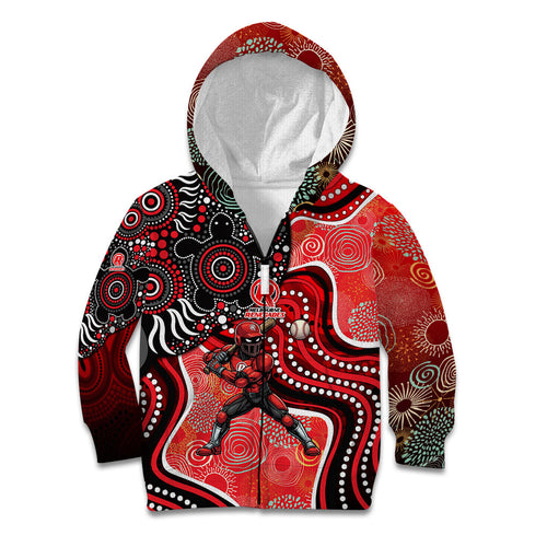 Melbourne Renegades Kid Hoodie Indigenous Dot Art Superhero Batter Tribal Pattern