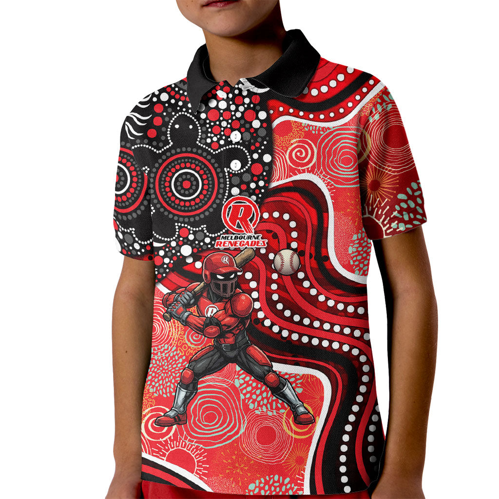 Melbourne Renegades Kid Polo Shirt Indigenous Dot Art Superhero Batter Tribal Pattern