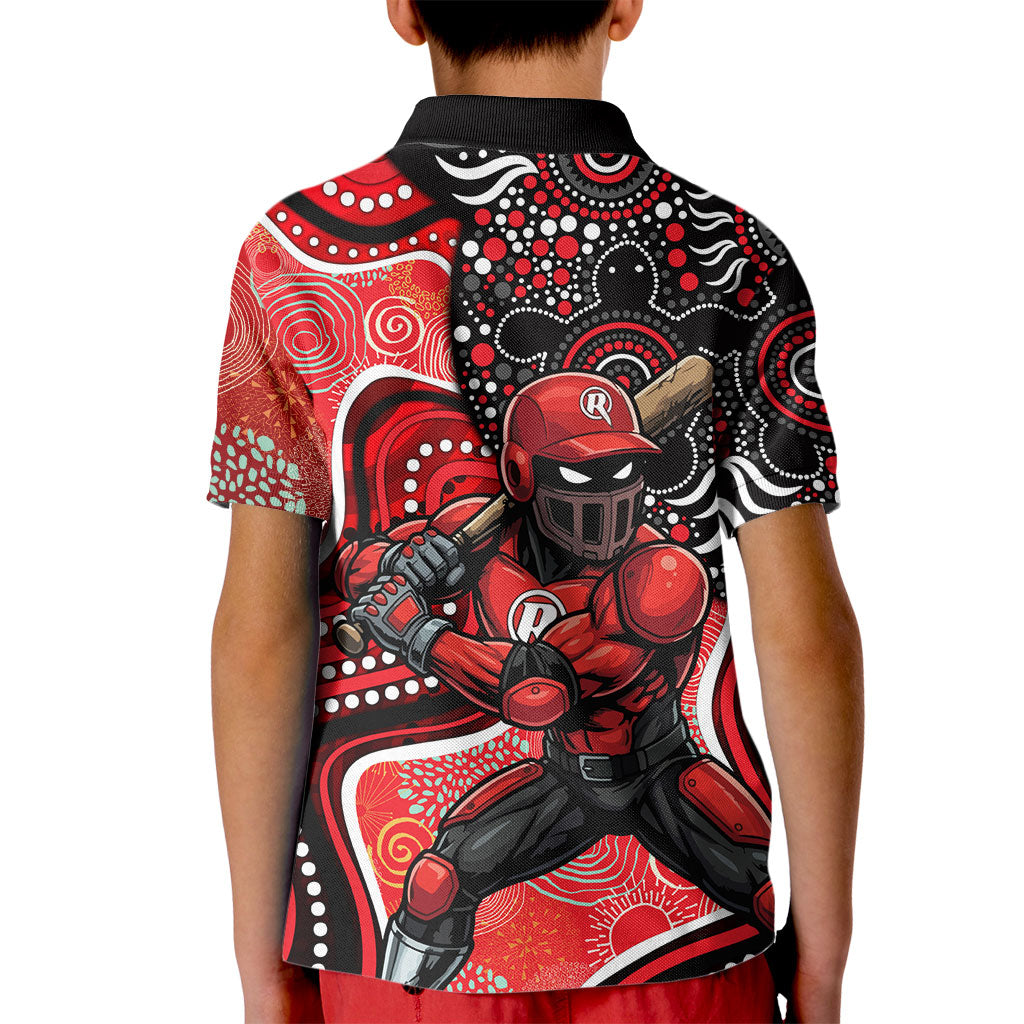Melbourne Renegades Kid Polo Shirt Indigenous Dot Art Superhero Batter Tribal Pattern