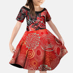 Melbourne Renegades Kid Short Sleeve Dress Indigenous Dot Art Superhero Batter Tribal Pattern