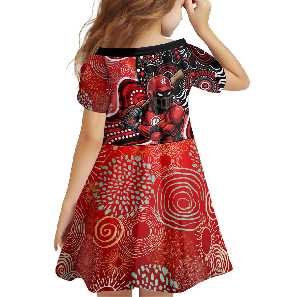 Melbourne Renegades Kid Short Sleeve Dress Indigenous Dot Art Superhero Batter Tribal Pattern