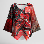 Melbourne Renegades Kimono Sleeve Blouse Indigenous Dot Art Superhero Batter Tribal Pattern