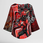 Melbourne Renegades Kimono Sleeve Blouse Indigenous Dot Art Superhero Batter Tribal Pattern