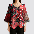 Melbourne Renegades Kimono Sleeve Blouse Indigenous Dot Art Superhero Batter Tribal Pattern
