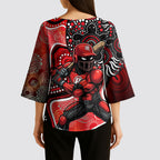 Melbourne Renegades Kimono Sleeve Blouse Indigenous Dot Art Superhero Batter Tribal Pattern