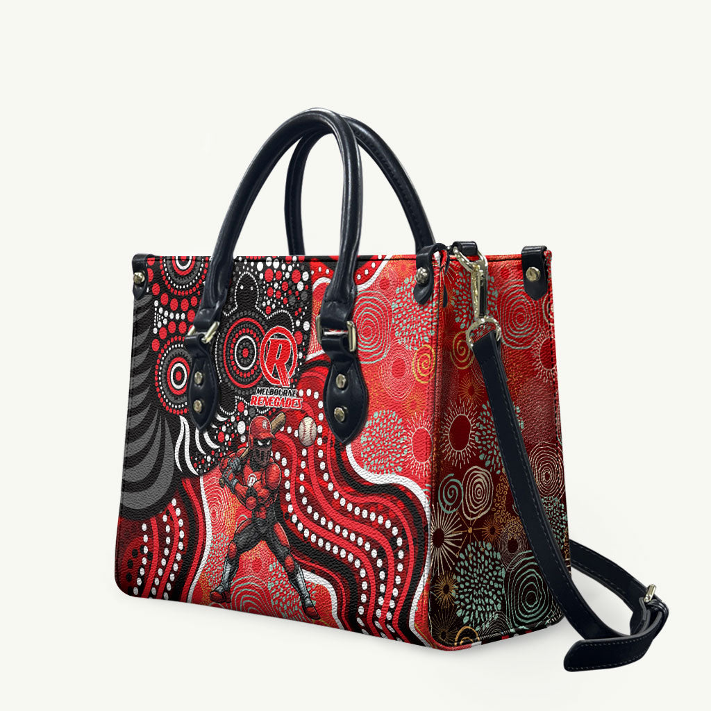 Melbourne Renegades Leather Bag Indigenous Dot Art Superhero Batter Tribal Pattern