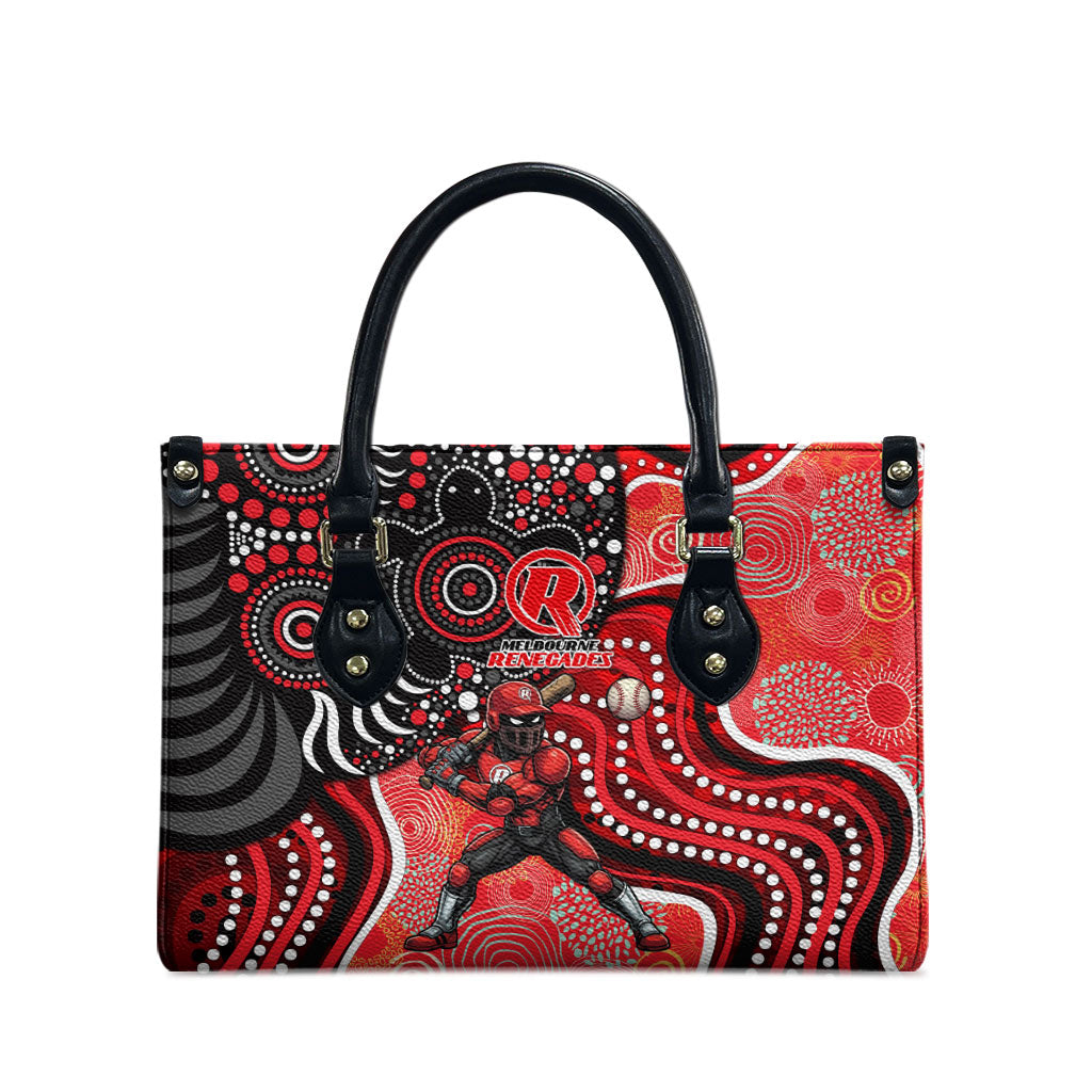 Melbourne Renegades Leather Bag Indigenous Dot Art Superhero Batter Tribal Pattern