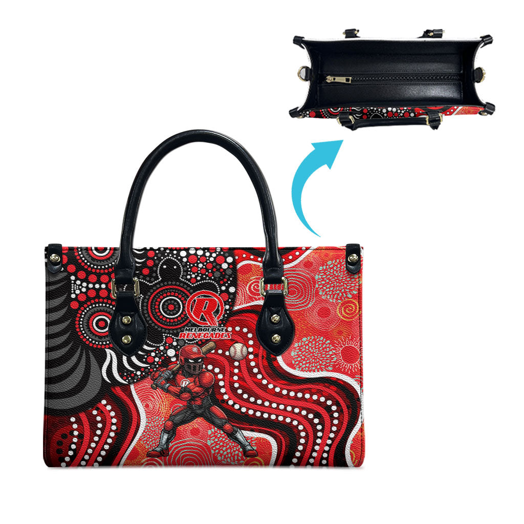 Melbourne Renegades Leather Bag Indigenous Dot Art Superhero Batter Tribal Pattern