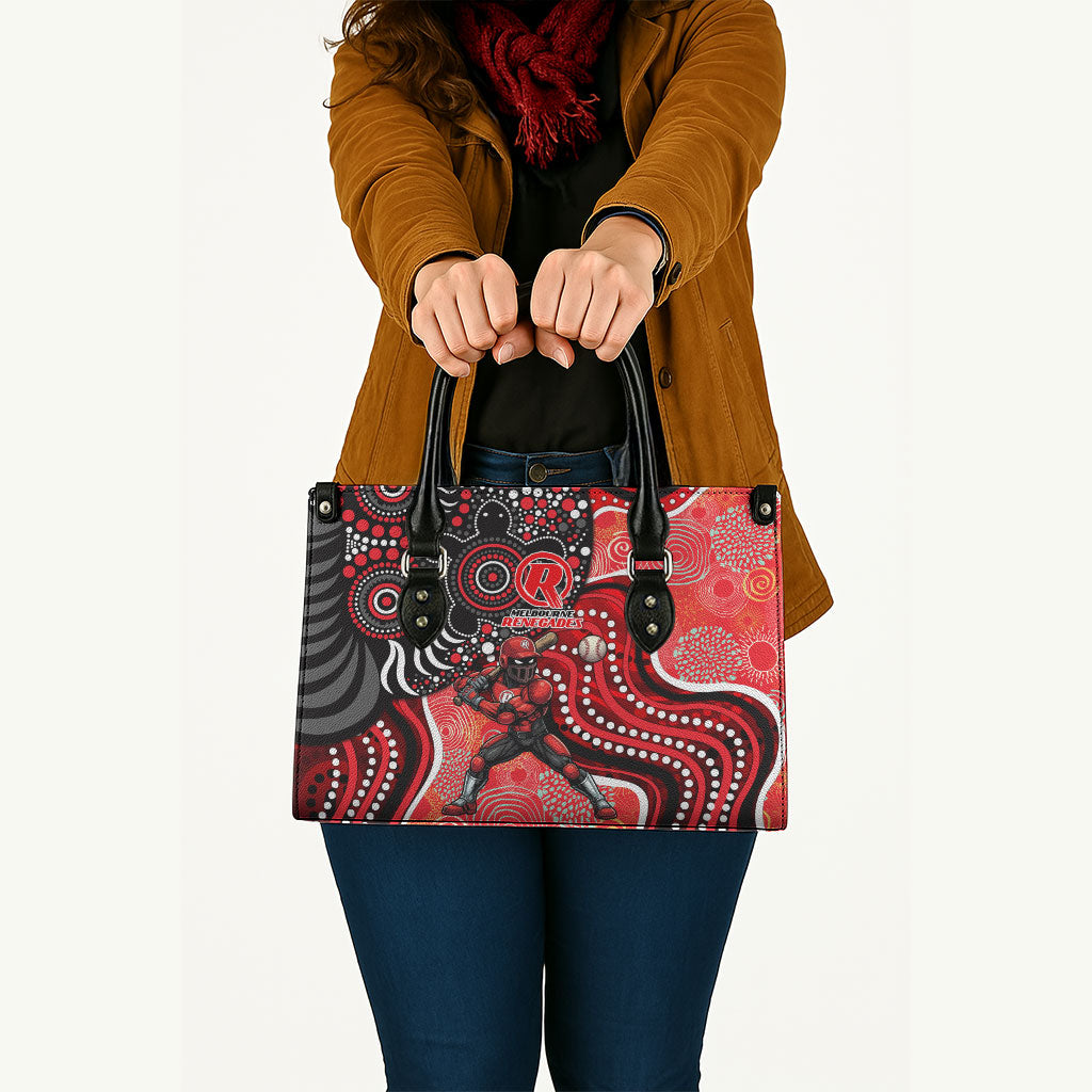 Melbourne Renegades Leather Bag Indigenous Dot Art Superhero Batter Tribal Pattern