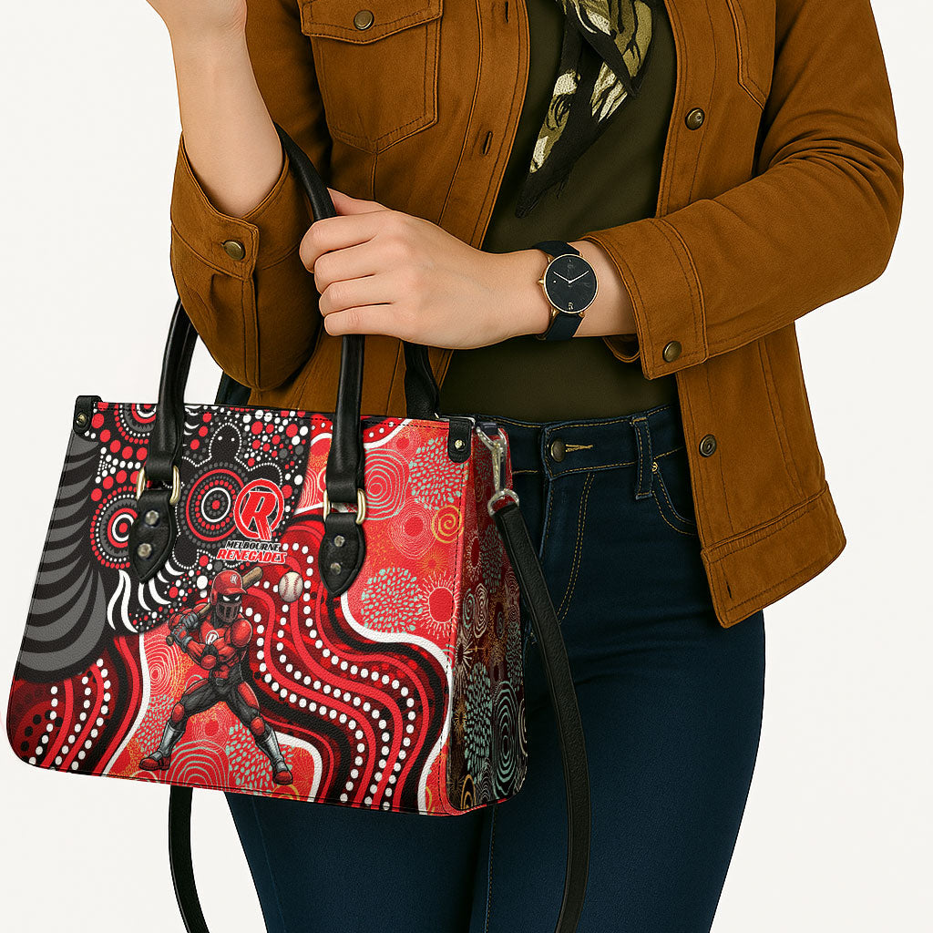 Melbourne Renegades Leather Bag Indigenous Dot Art Superhero Batter Tribal Pattern