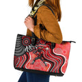 Melbourne Renegades Leather Tote Bag Indigenous Dot Art Superhero Batter Tribal Pattern