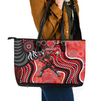 Melbourne Renegades Leather Tote Bag Indigenous Dot Art Superhero Batter Tribal Pattern