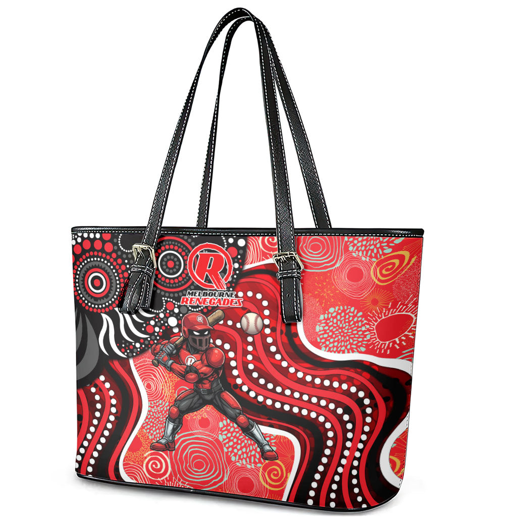 Melbourne Renegades Leather Tote Bag Indigenous Dot Art Superhero Batter Tribal Pattern