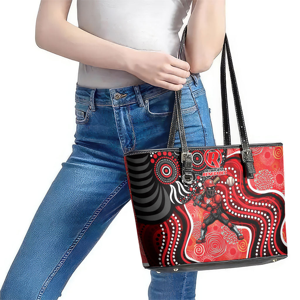 Melbourne Renegades Leather Tote Bag Indigenous Dot Art Superhero Batter Tribal Pattern