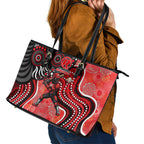Melbourne Renegades Leather Tote Bag Indigenous Dot Art Superhero Batter Tribal Pattern