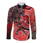 Melbourne Renegades Long Sleeve Button Shirt Indigenous Dot Art Superhero Batter Tribal Pattern