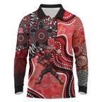 Melbourne Renegades Long Sleeve Polo Shirt Indigenous Dot Art Superhero Batter Tribal Pattern